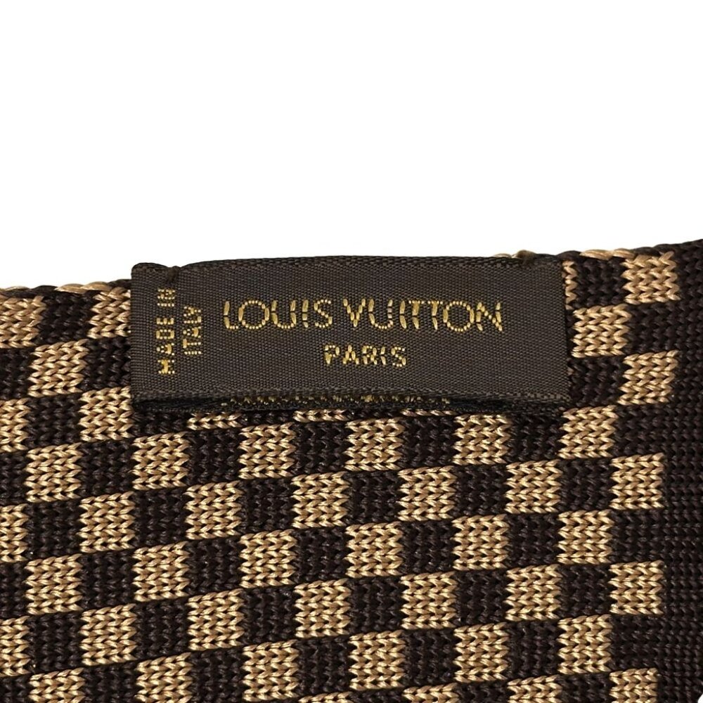 Louis Vuitton Muffler Stole Damier Elshap Smoking Brown Smart Check Scarf - Picture 3 of 5